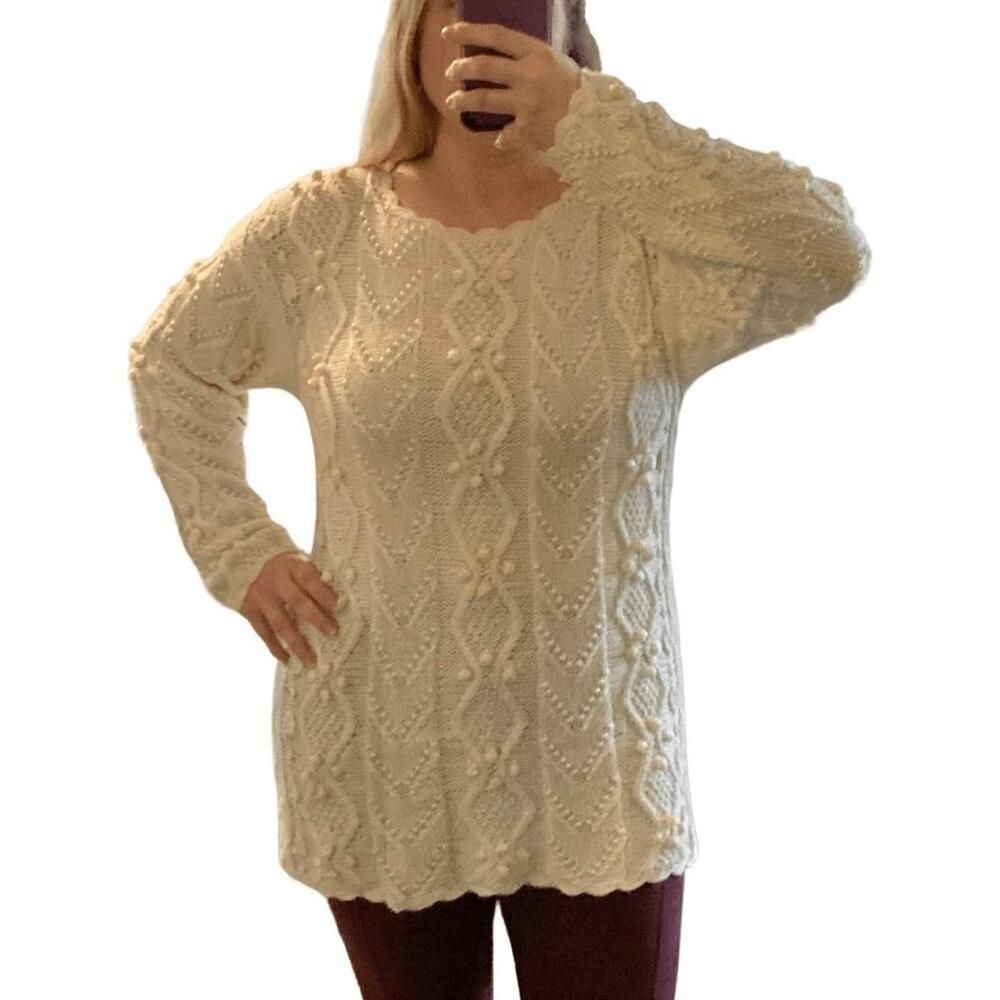 Magnolia Medium pearl sweater cream Christmas holidays knit mini dress